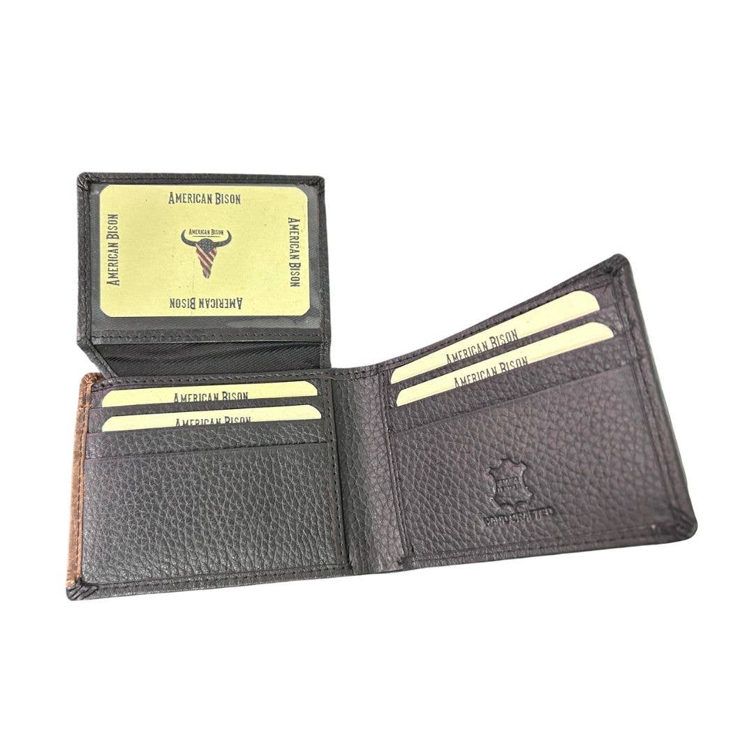 Mixed Media Two Tone Bifold Rodeo Wallet w/ Medallion