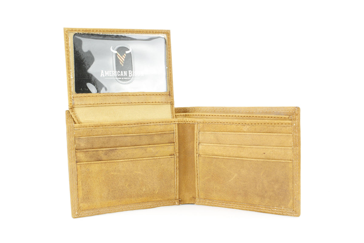 Men’s Bi-Fold Wallet with Embossed Bison Skull