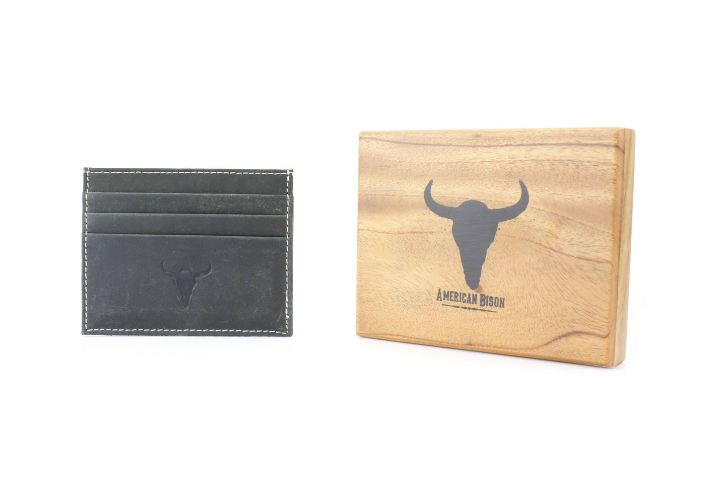 Men’s Credit Card Holder with Bison Skull
