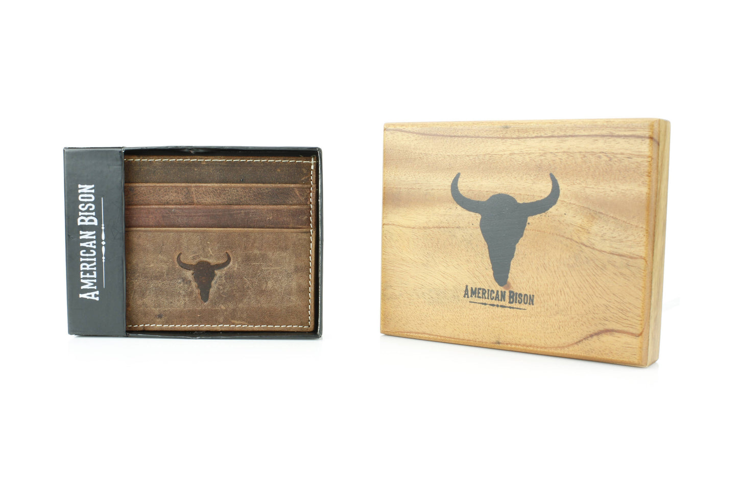 Men’s Credit Card Holder with Bison Skull