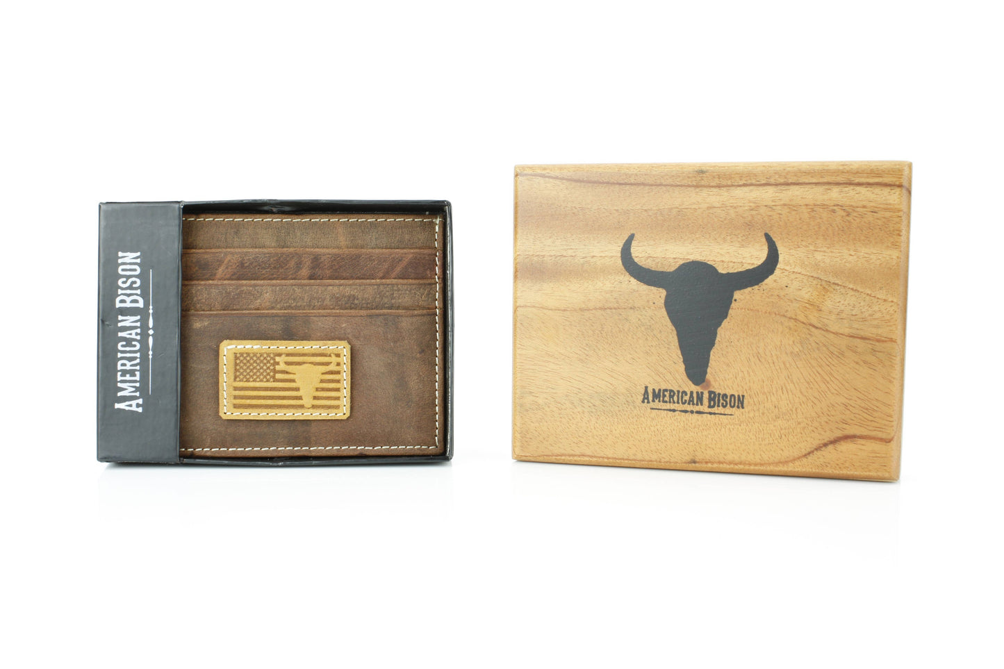 Credit Card Holder with Flag & Bison Skull