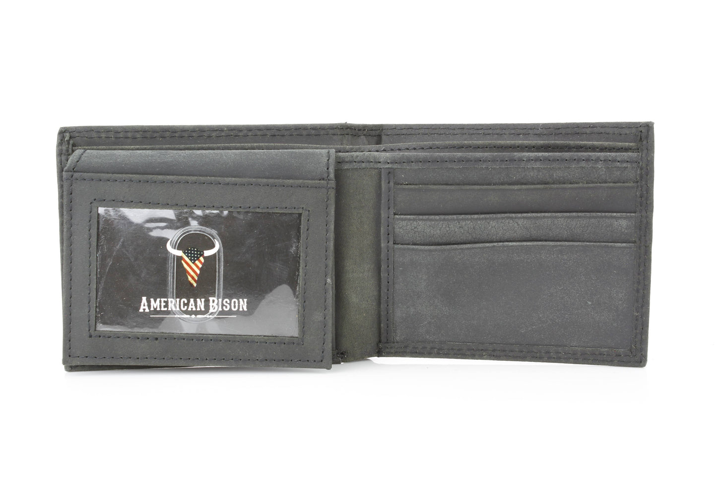 Men’s Bi-Fold Wallet with Embossed Bison Skull
