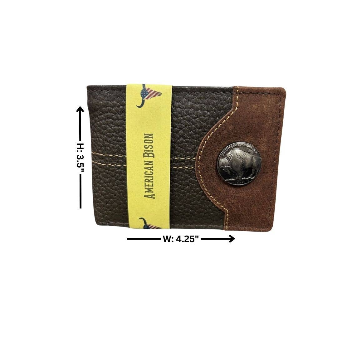 Mixed Media Two Tone Bifold Rodeo Wallet w/ Medallion