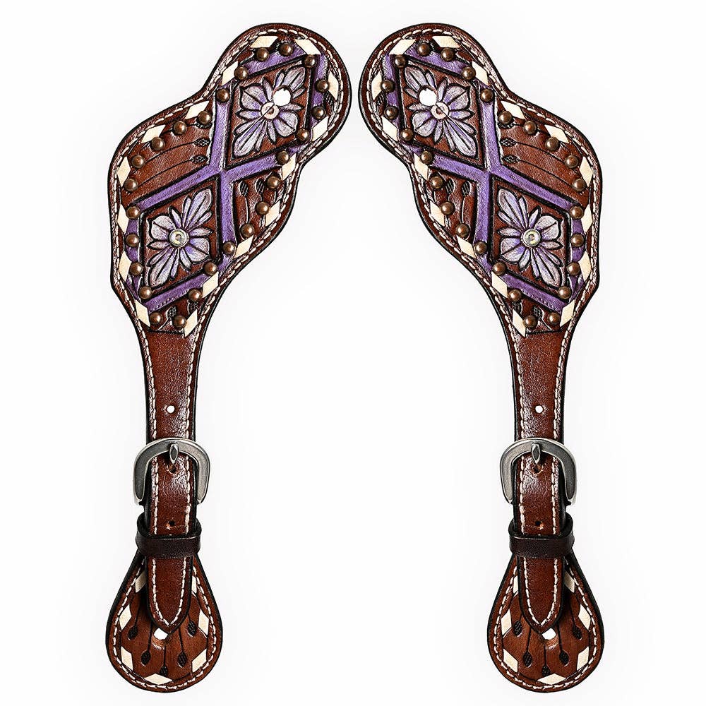 Western Spur Straps w/ Lavender and Buckstitch