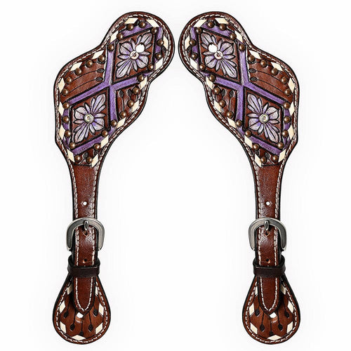 Western Spur Straps w/ Lavender and Buckstitch