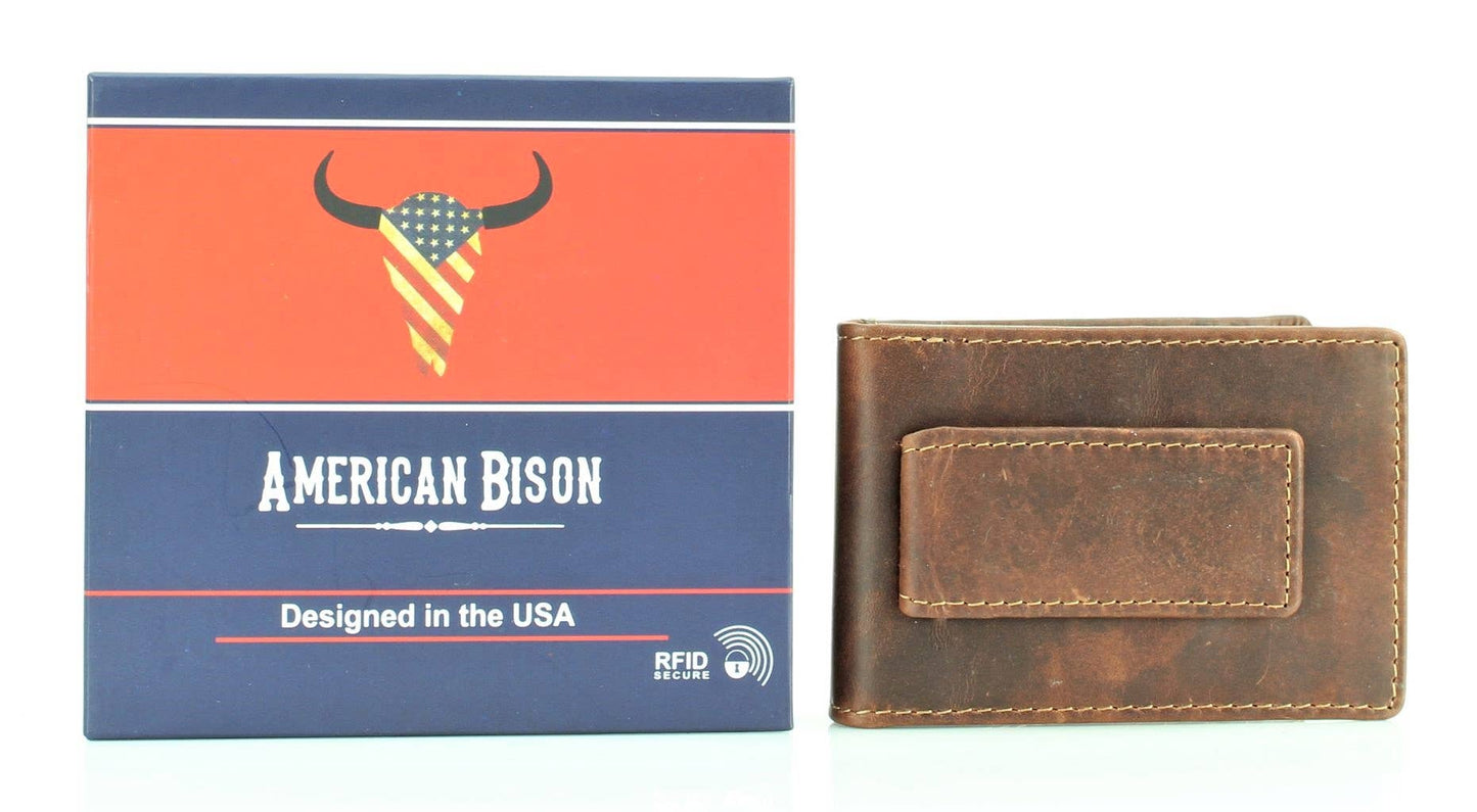 American Bison Bifold Money Clip Card Case