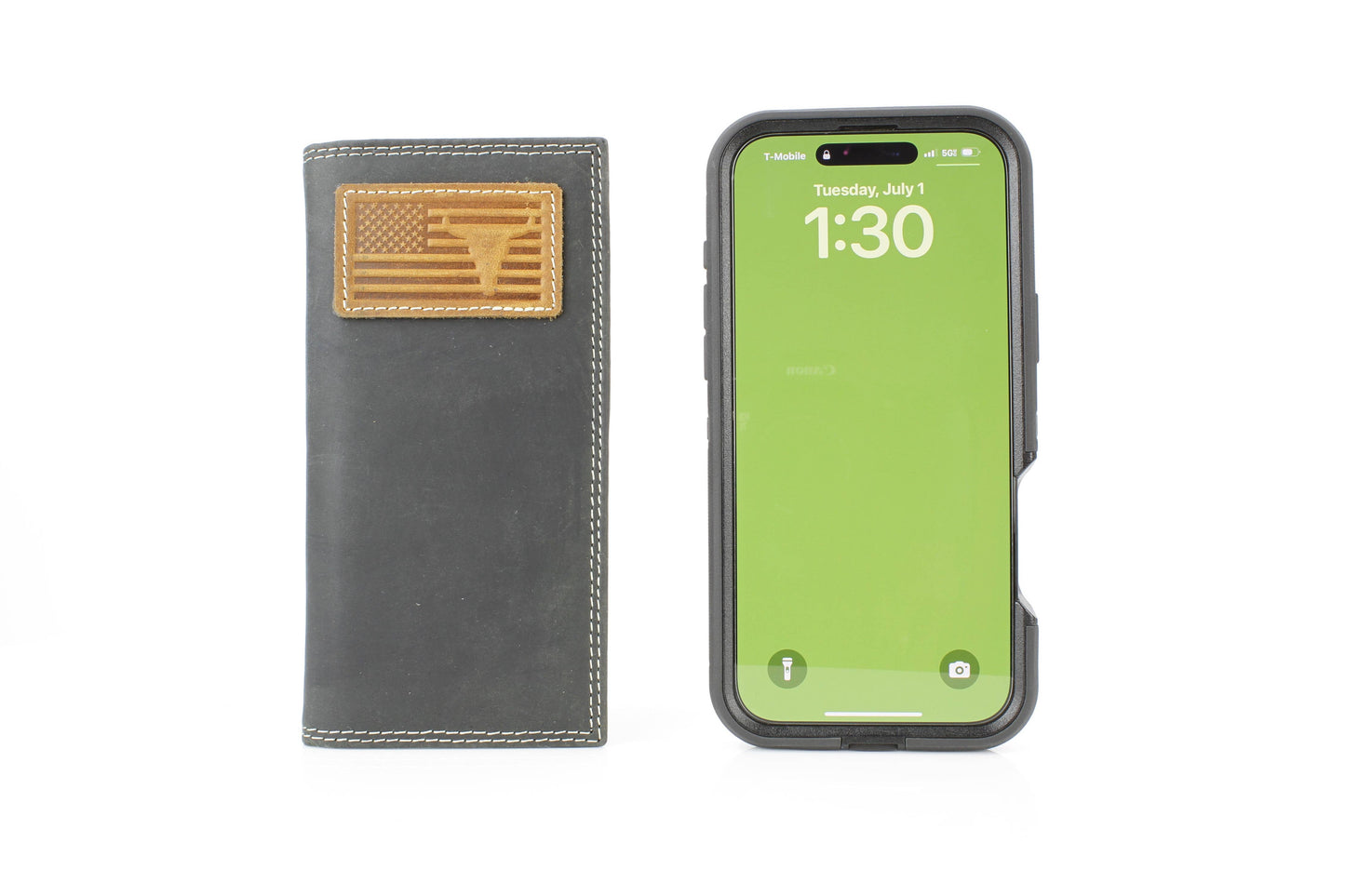 Rodeo Wallet with Flag & Bison Skull