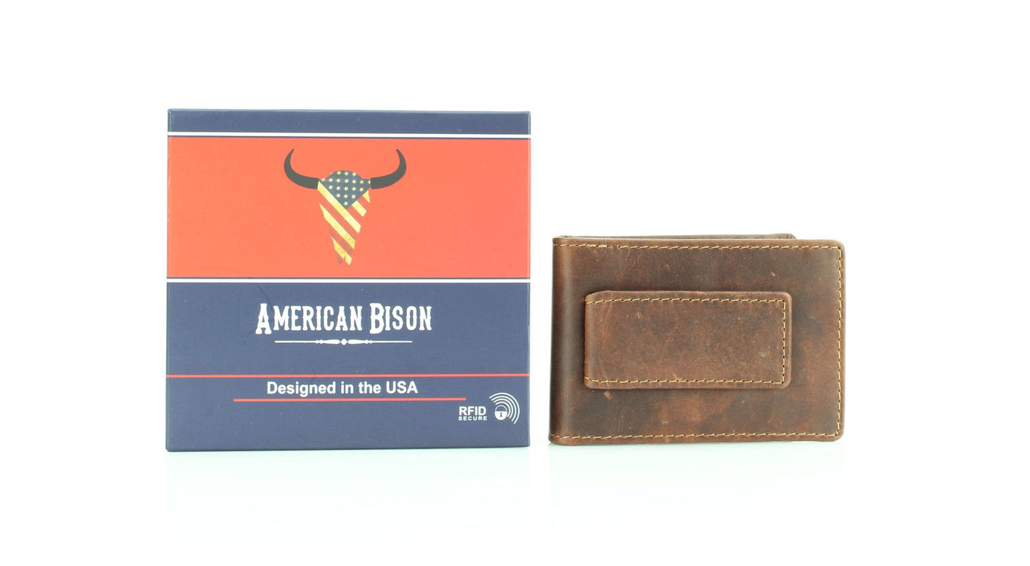 American Bison Bifold Money Clip Card Case