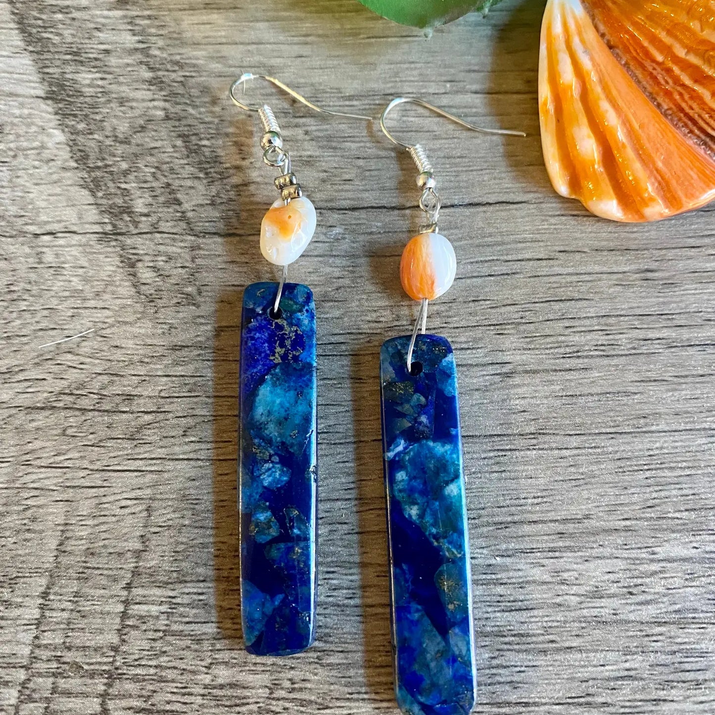 Blue & Orange Slab Earrings