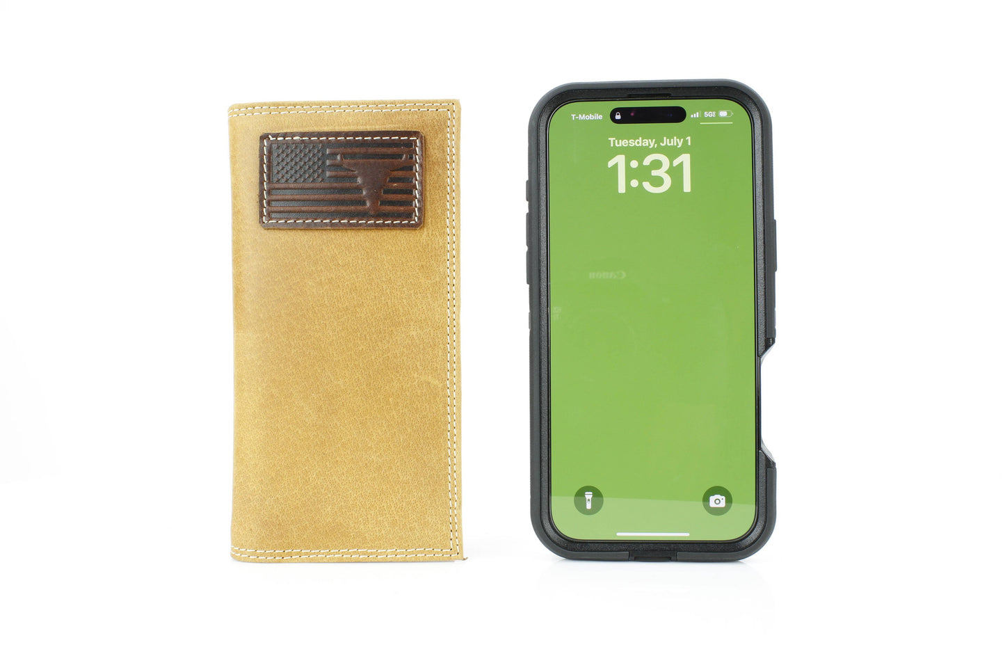 Rodeo Wallet with Flag & Bison Skull