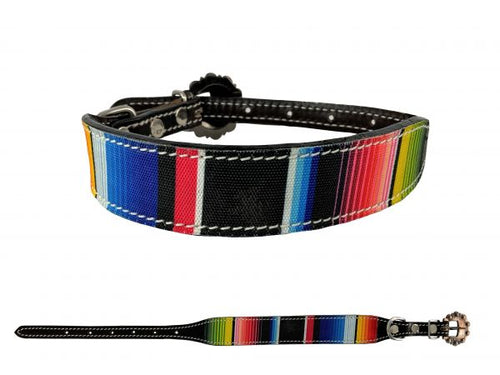 Dark Oil Leather Bright Southwest Dog Collar