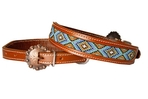 Periwinkle, Gold & Mint Aztec Beaded Dog Collar