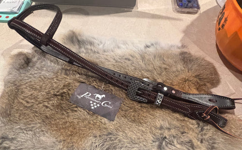 CHOCOLATE ROUGHOUT ONE- EAR HEADSTALL BY PC