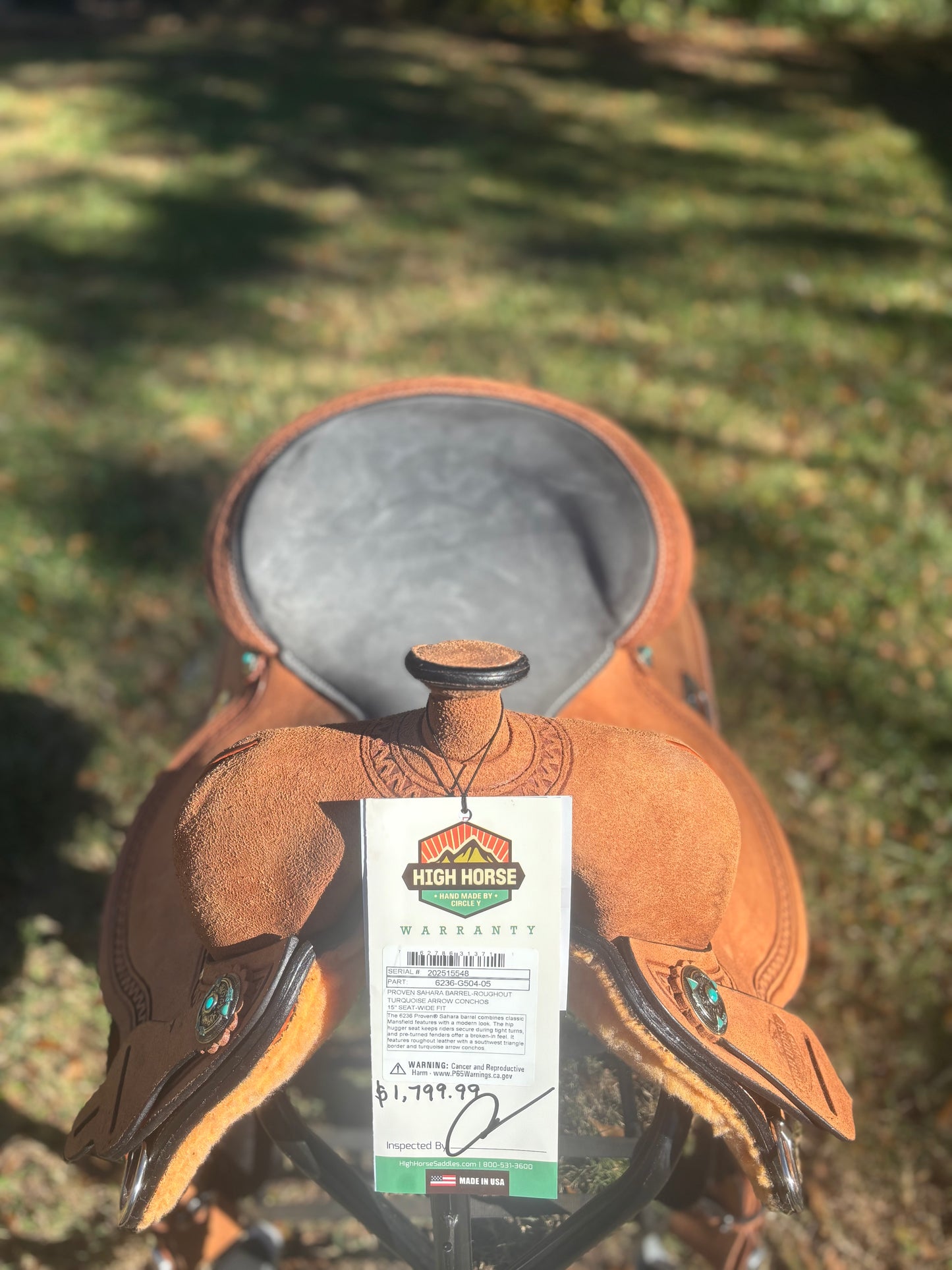 Circle Y High Horse Sahara Barrel Saddle- Roughout