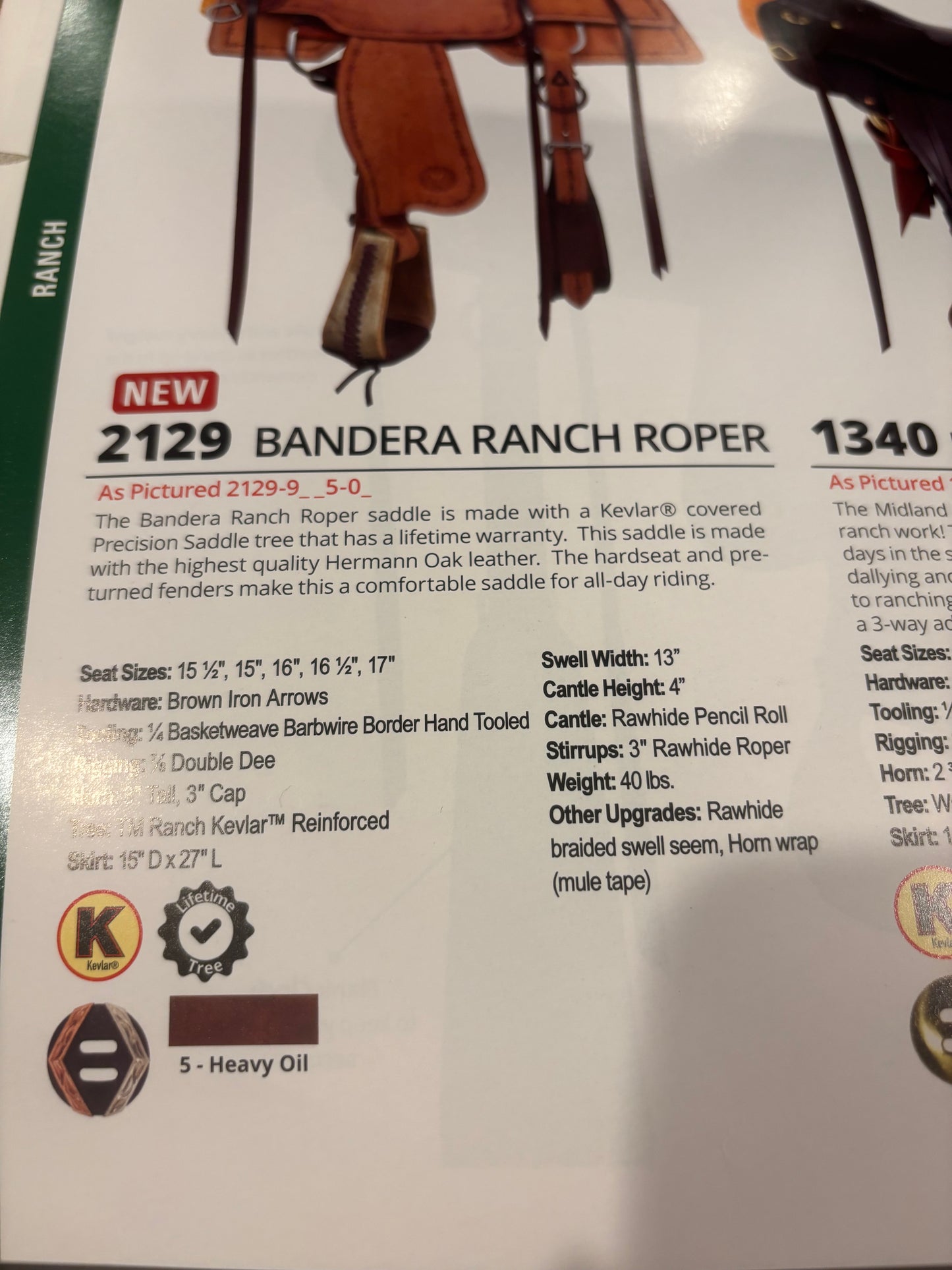 Used 15 In Circle Y Bandera  Ranch Roping Saddle