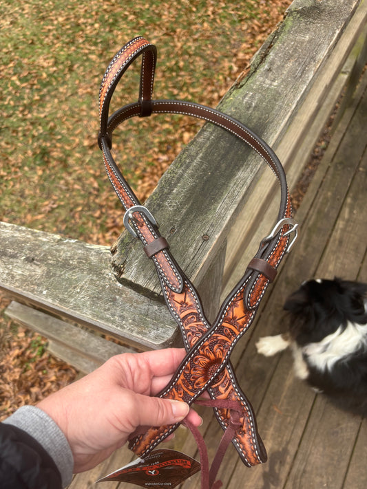 Circle Y Quilted Sunflower One Ear Headstall