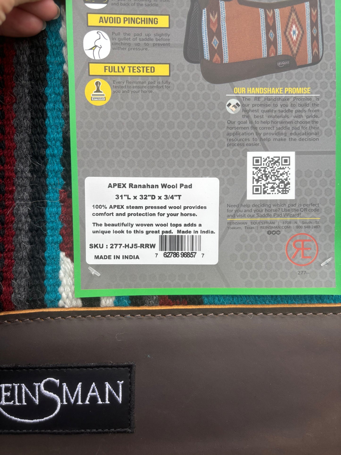 Reinsman Apex Ranahan Wool Pad