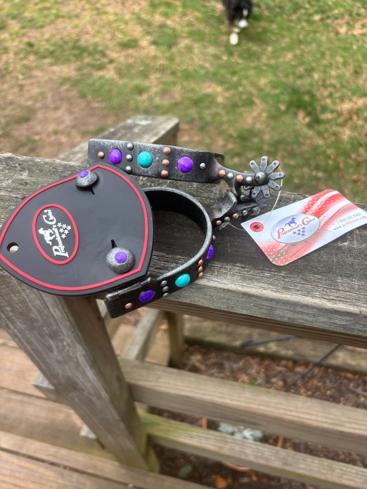 Turquoise and Purple Spurs by Professionals Choice