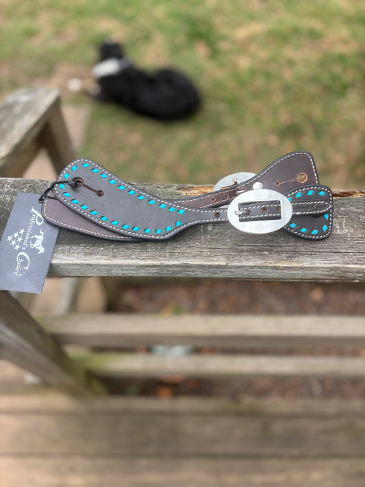 Professionals Choice Turquoise Buckstich Spur Straps
