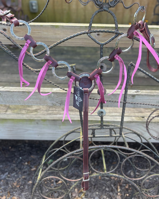 Pony Rind Tassle Breast Collar-Orchid/ Burgundy