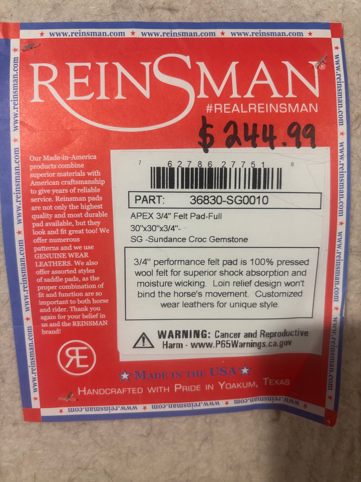 Reinsman Apex Wool Pad