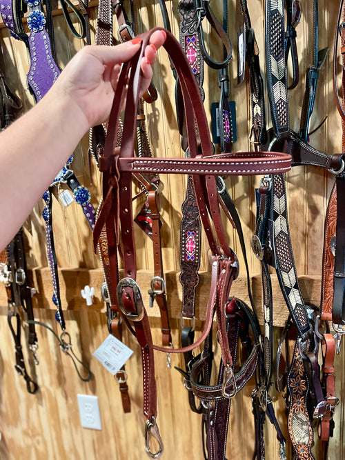 Berlin Leather Latigo Browband Headstall with Snaps