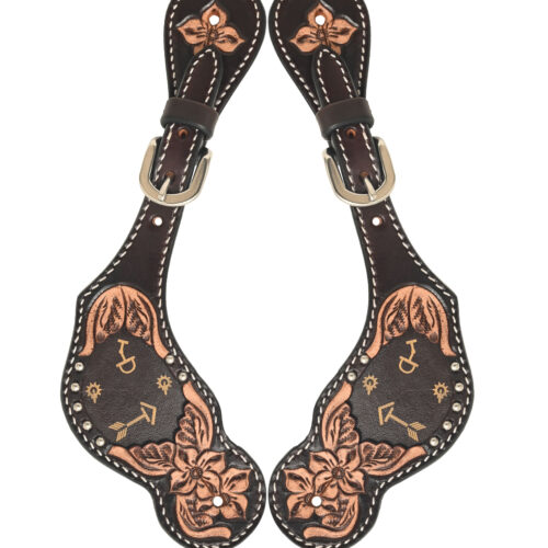 Rafter T Tan Printed Arrows Inlay Spur Straps