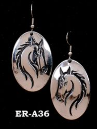 Oval Horse Earrings