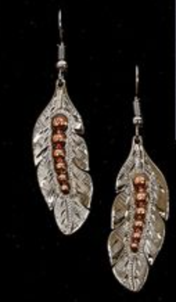 Silver/Copper Feather Earrings