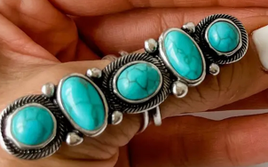 Western Cluster Cuff Turquoise Ring