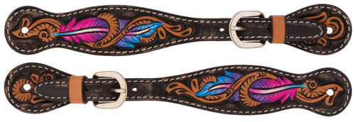 Weaver Leather Turquoise Cross Twisted Feather Ladies Spur Straps