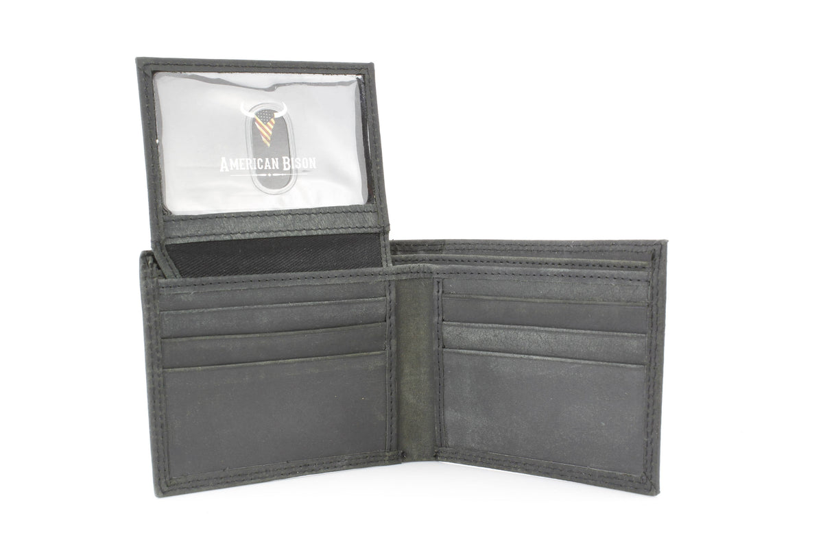 Men’s Bi-Fold Wallet with Embossed Bison Skull