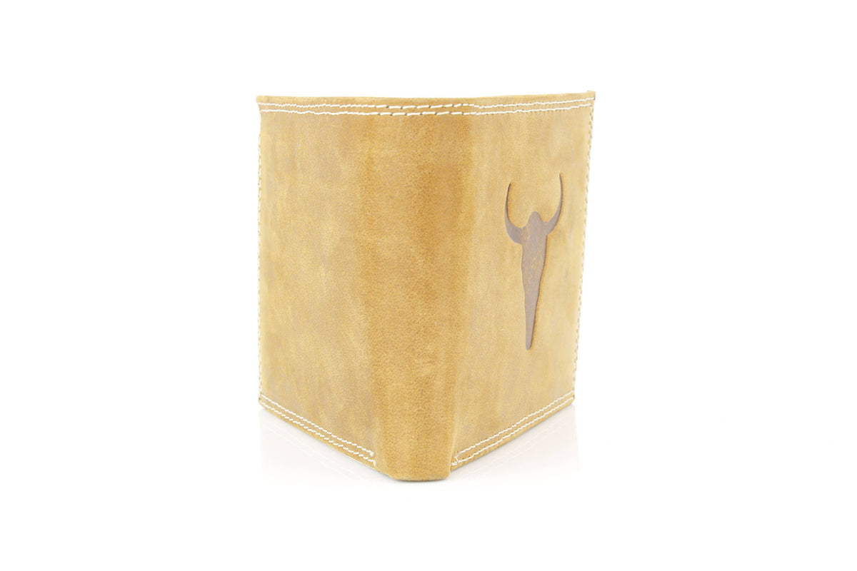Men’s Bi-Fold Wallet with Embossed Bison Skull