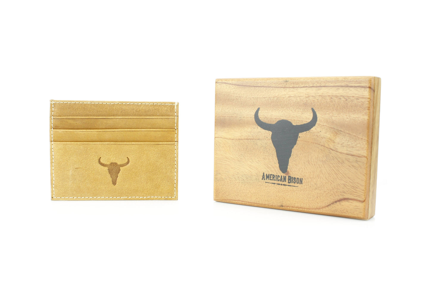 Men’s Credit Card Holder with Bison Skull