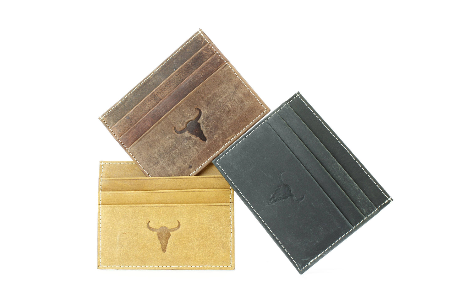 Men’s Credit Card Holder with Bison Skull