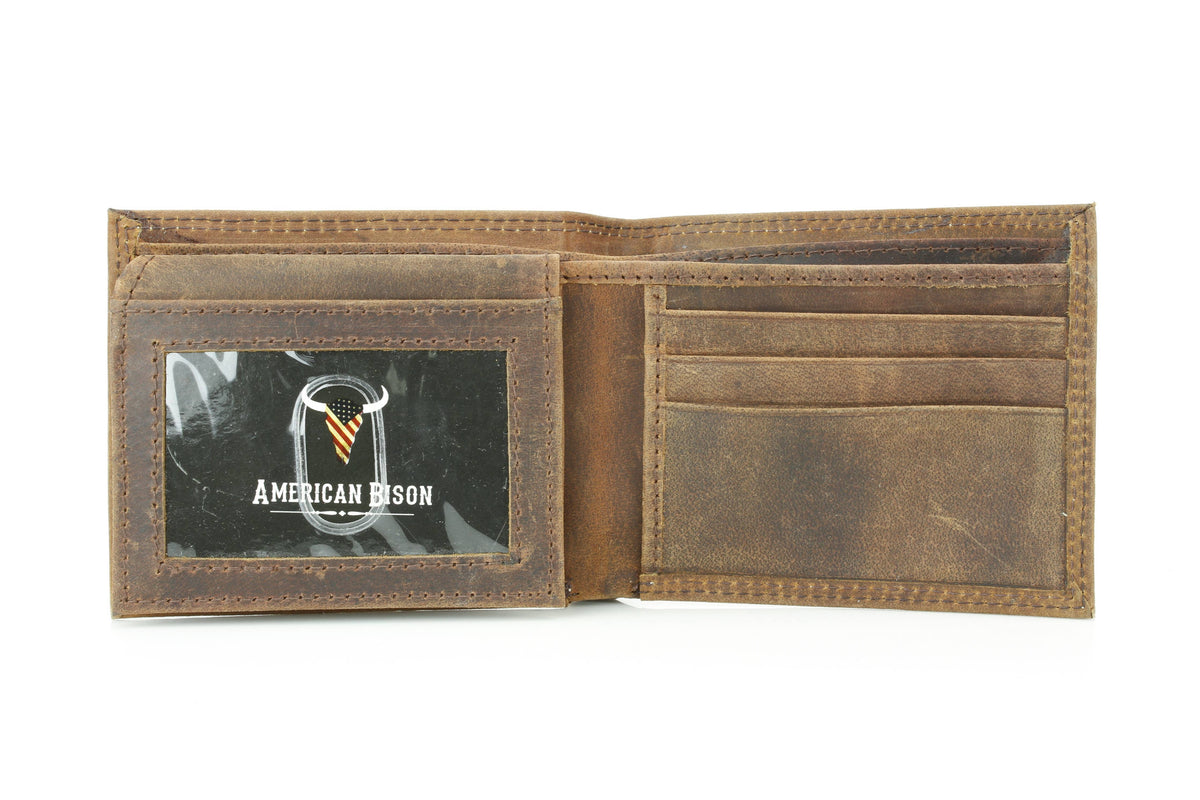 Men’s Bi-Fold Wallet with Embossed Bison Skull