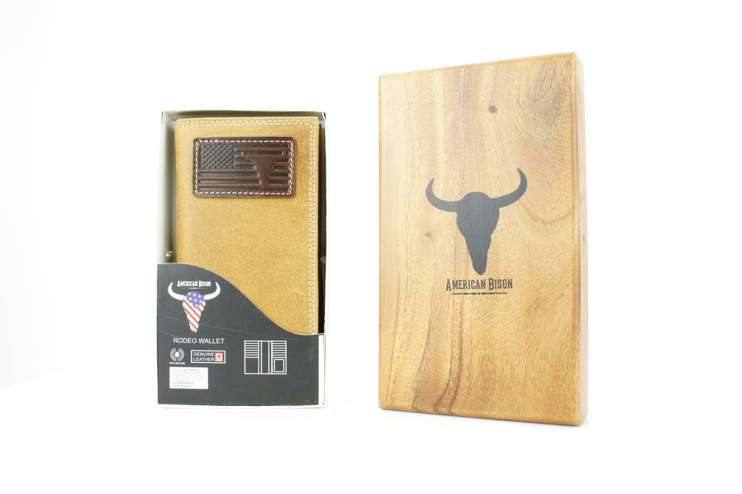 Rodeo Wallet with Flag & Bison Skull