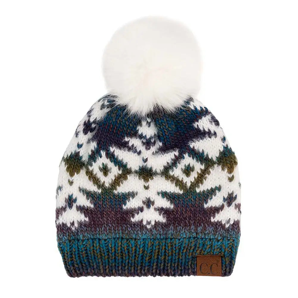 C.C Multi Yarn Aztec Print Beanie