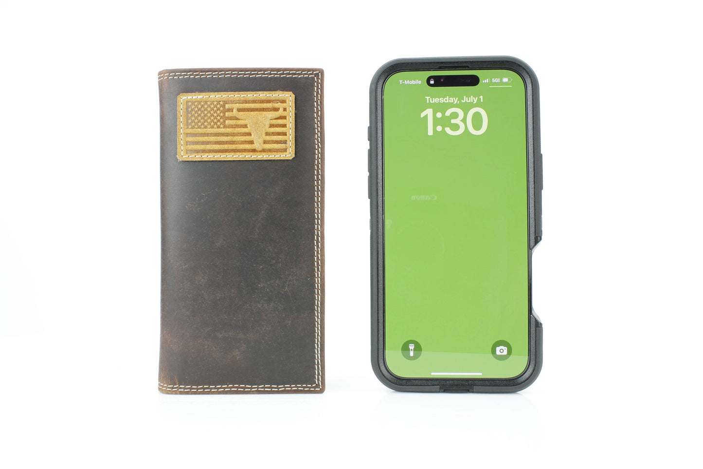 Rodeo Wallet with Flag & Bison Skull