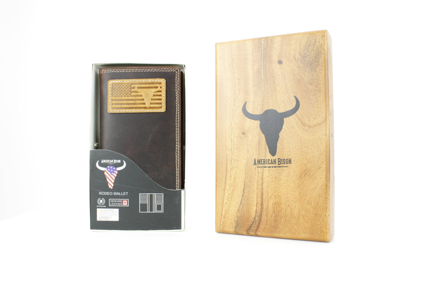 Rodeo Wallet with Flag & Bison Skull