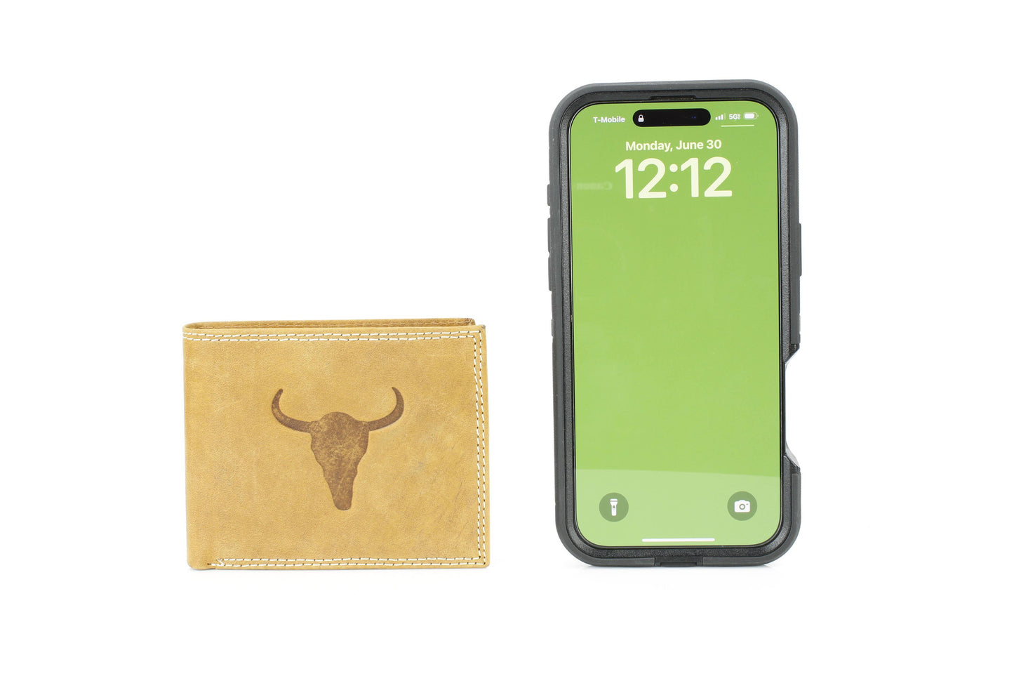 Men’s Bi-Fold Wallet with Embossed Bison Skull