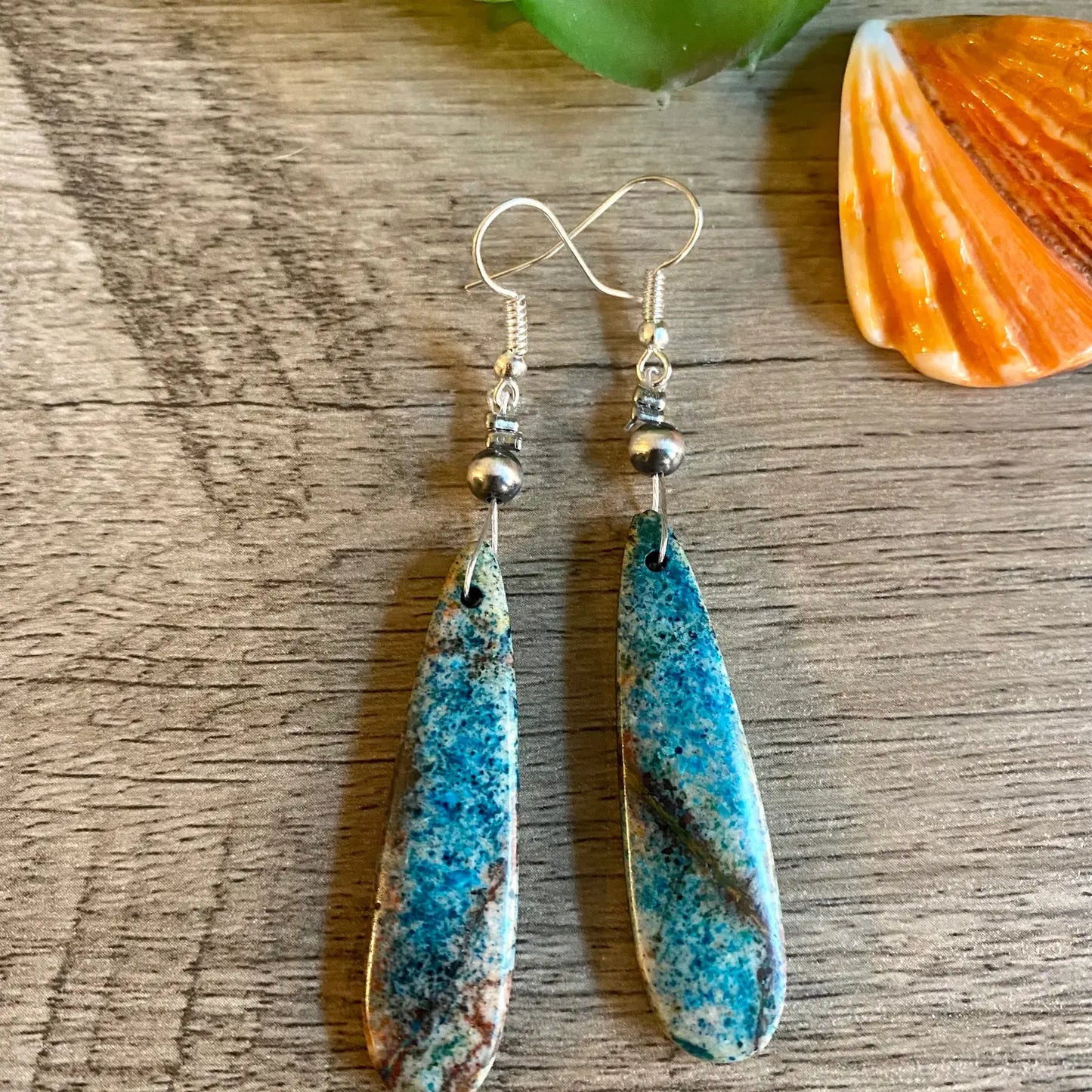 Blue & Silver Slab Earrings