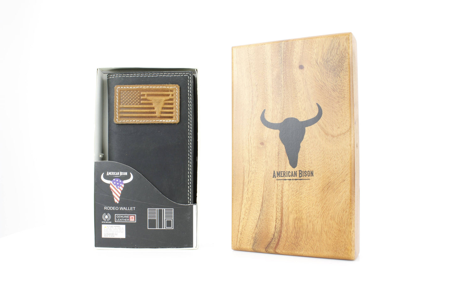 Rodeo Wallet with Flag & Bison Skull