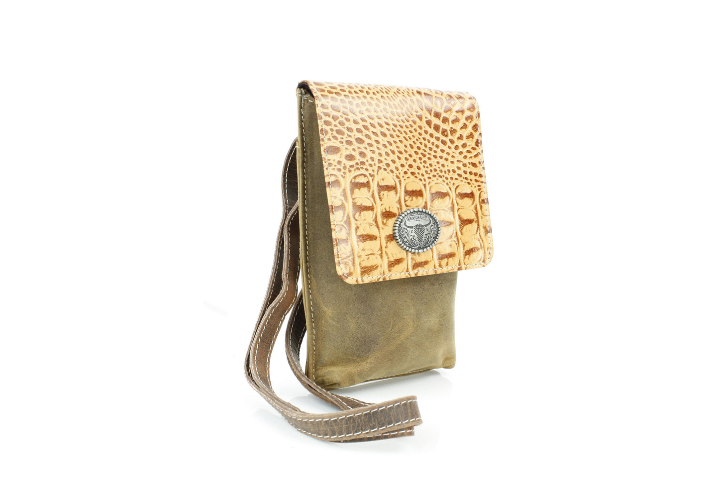 Women’s Messenger Bag with Camel Crocodile Design