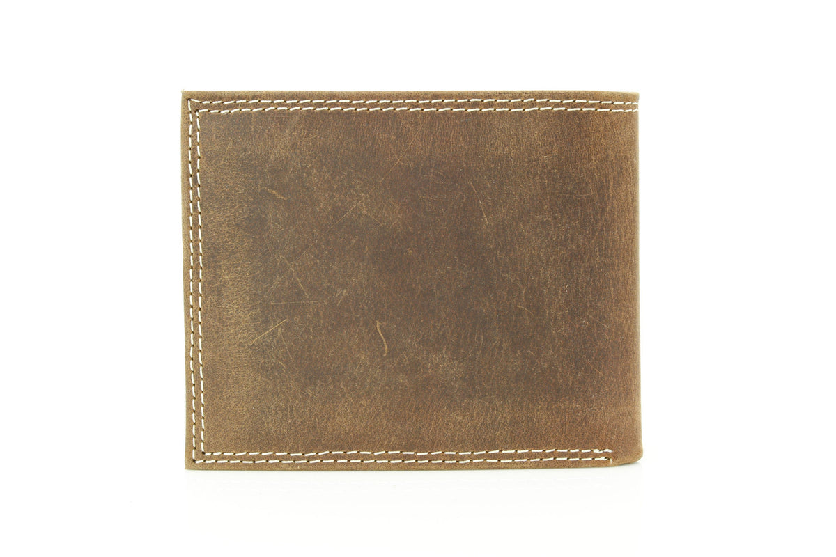 Men’s Bi-Fold Wallet with Embossed Bison Skull