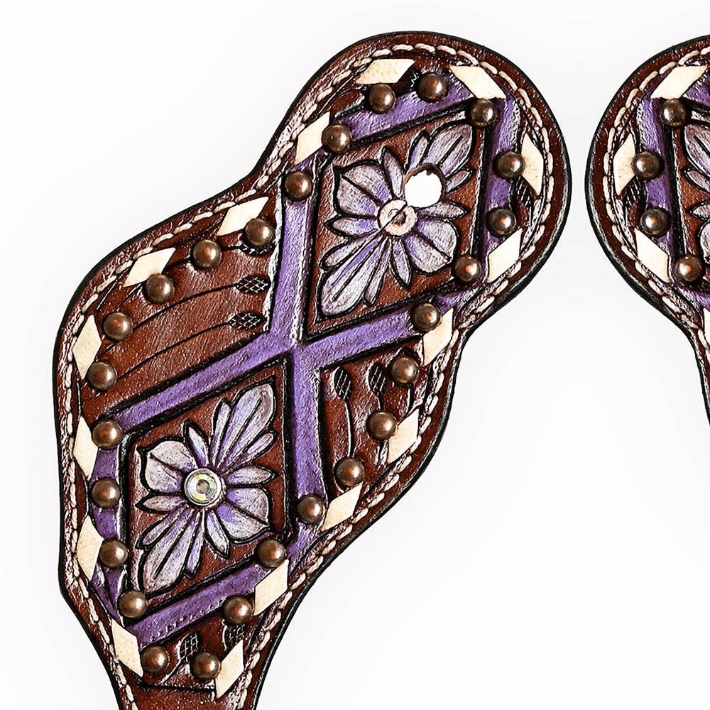 Western Spur Straps w/ Lavender and Buckstitch