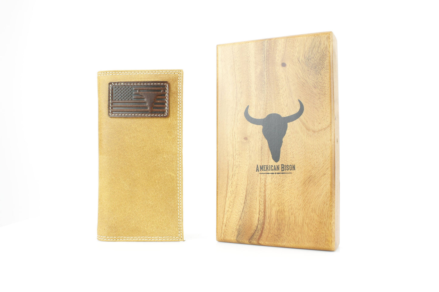 Rodeo Wallet with Flag & Bison Skull