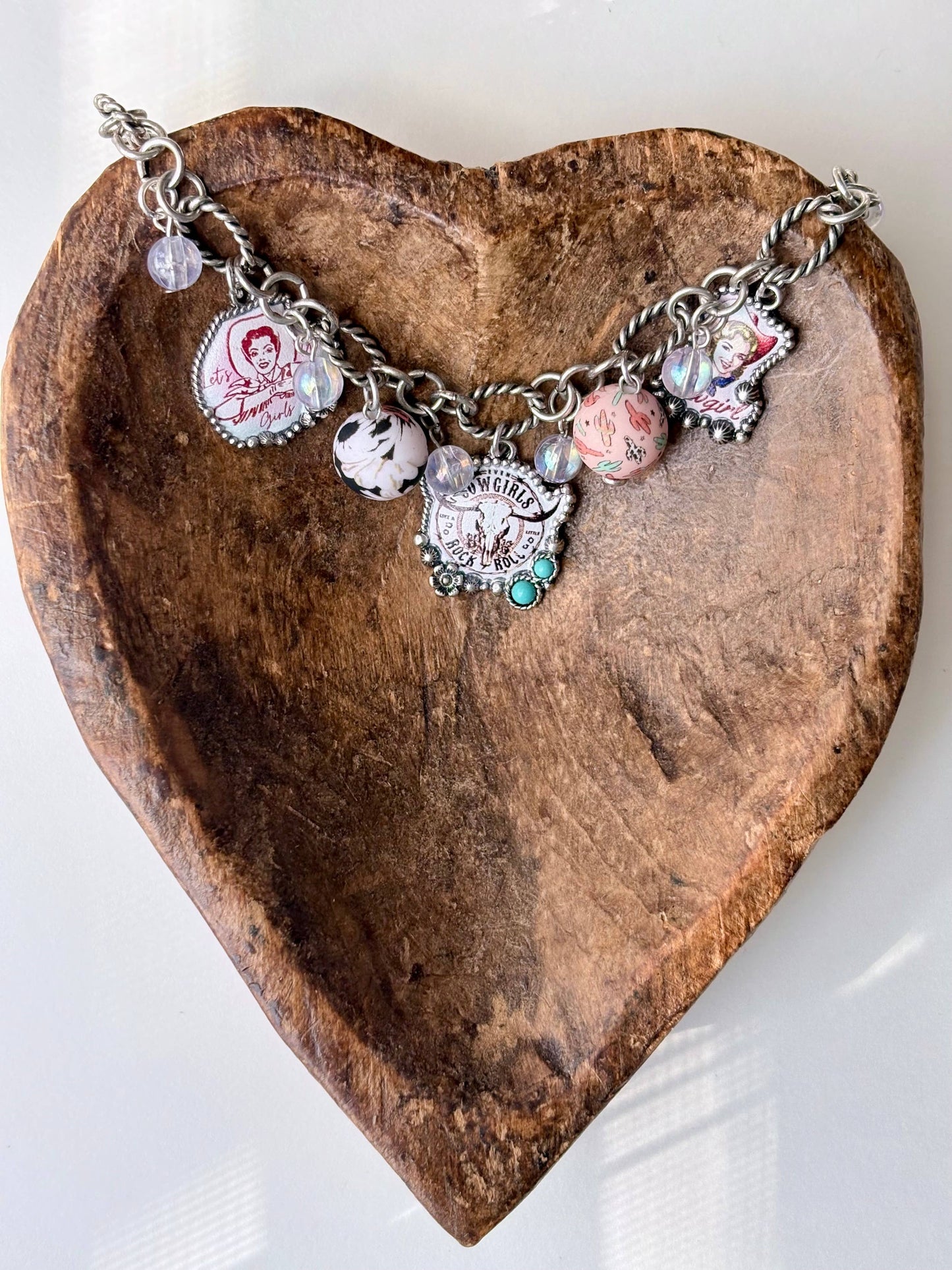 Western Style Multi Charm w/ Turquoise Stone Bracelet