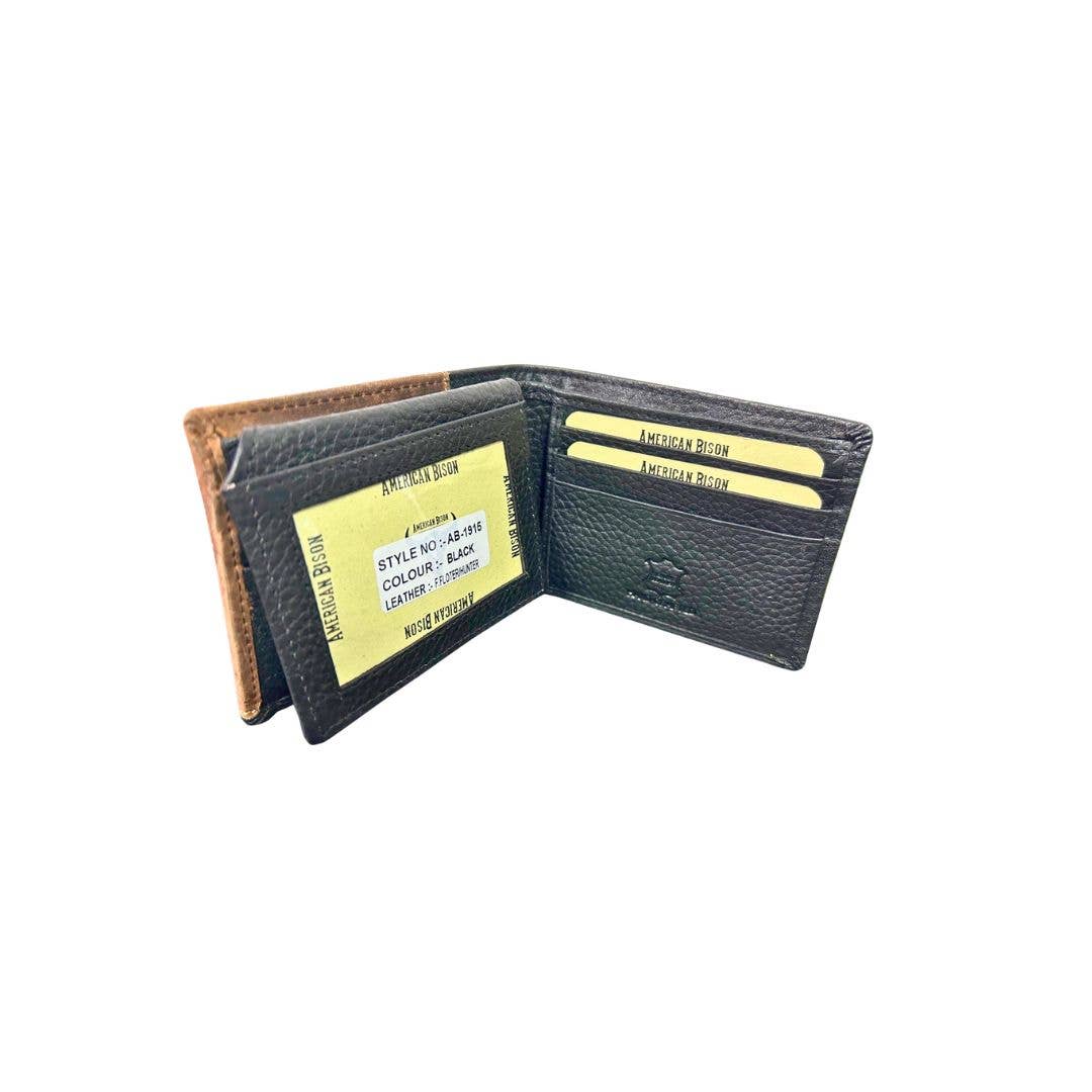 Mixed Media Two Tone Bifold Rodeo Wallet w/ Medallion