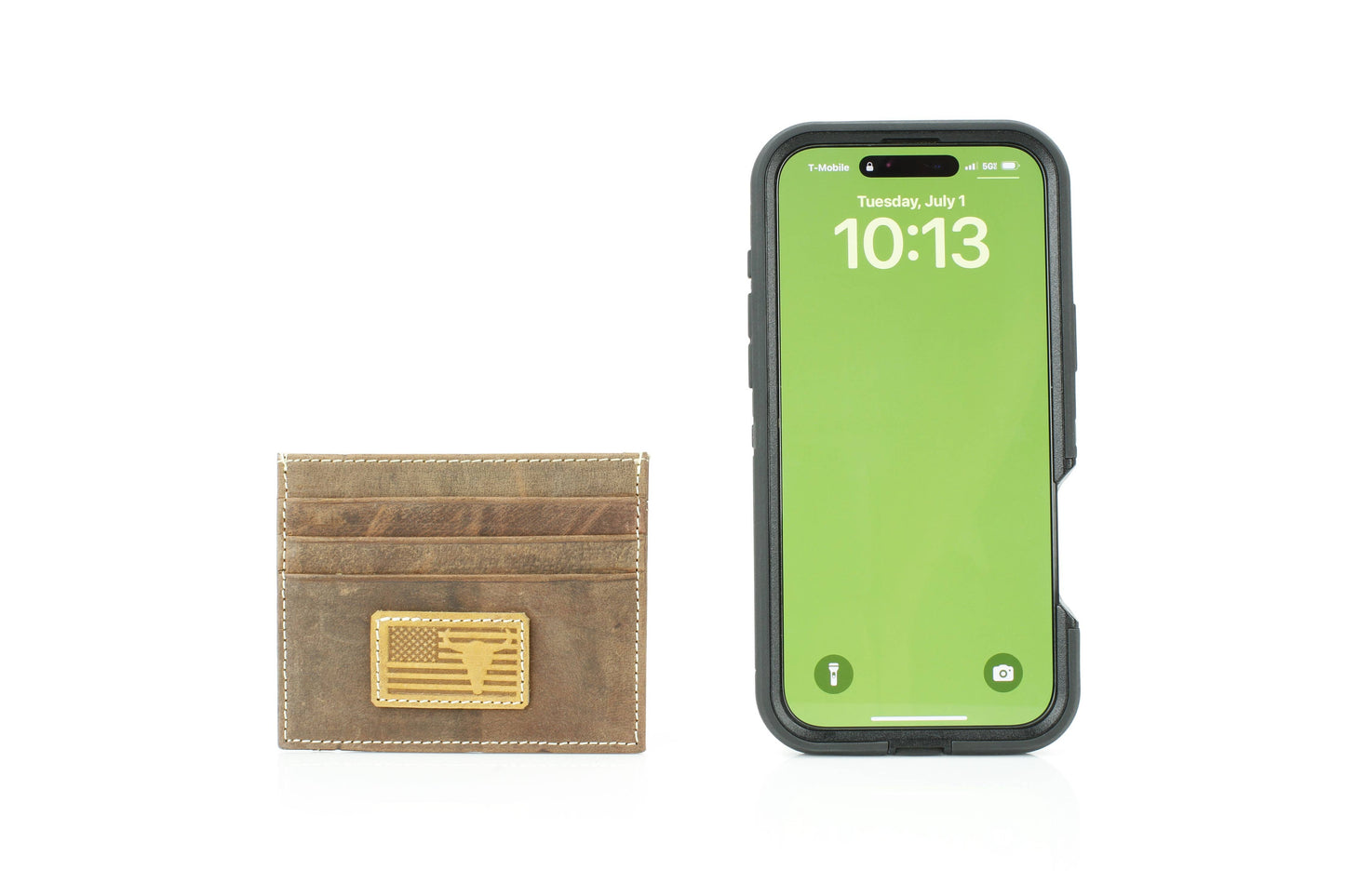 Credit Card Holder with Flag & Bison Skull